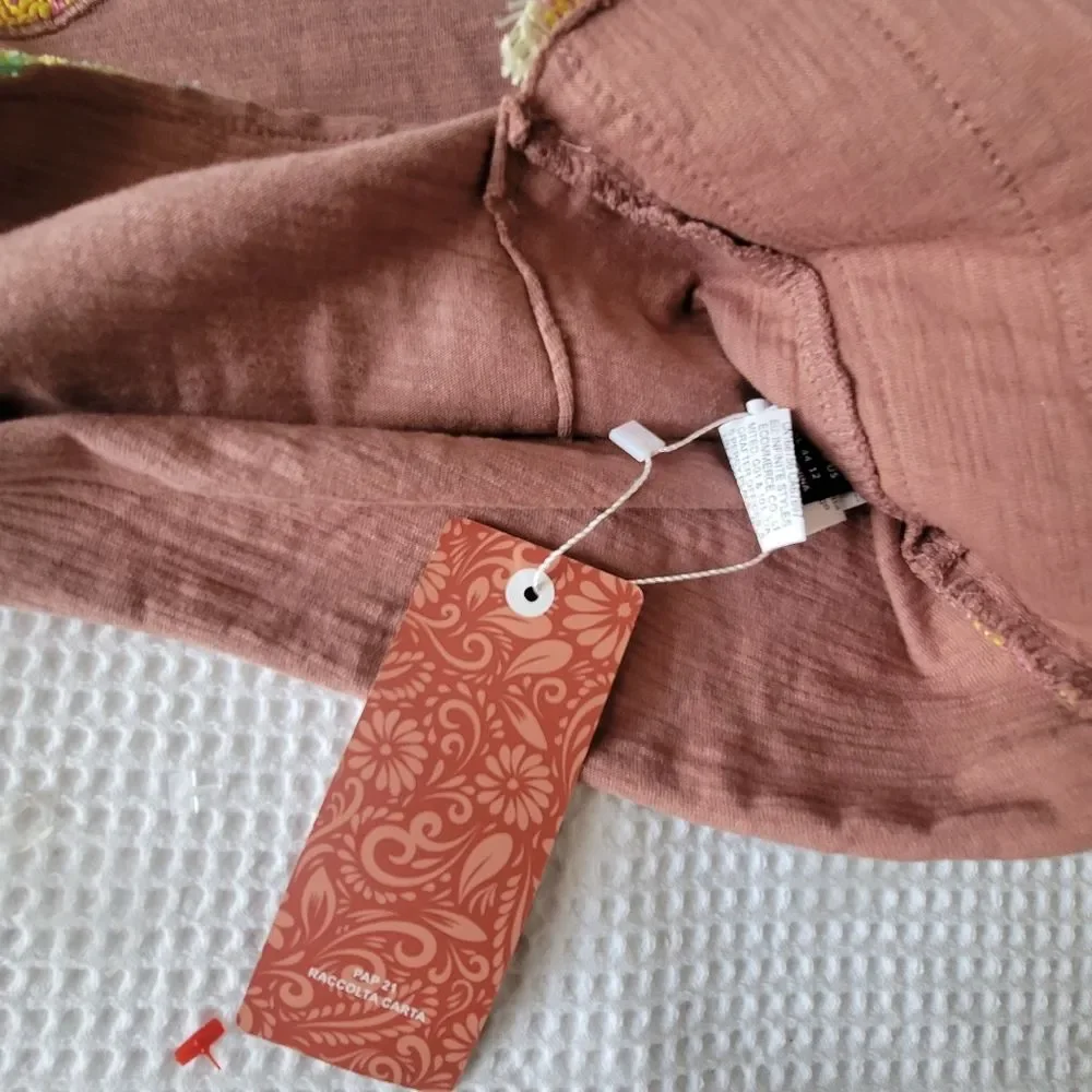 Shein Boho Feel Bohemela Round Neck Short Sleeve Loose FiT pink Size Xl - Picture 15 of 15